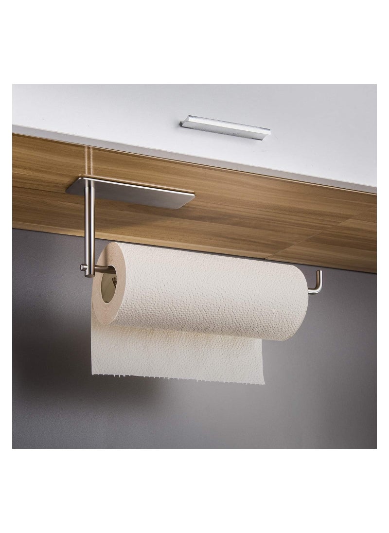 Paper Towel Holder Under Cabinet - Self Adhesive Towel Paper Holder Stick on Wall for Kitchen, Bathroom Paper Towel Holder Organizer&Storage&Decor, Stainless Steel