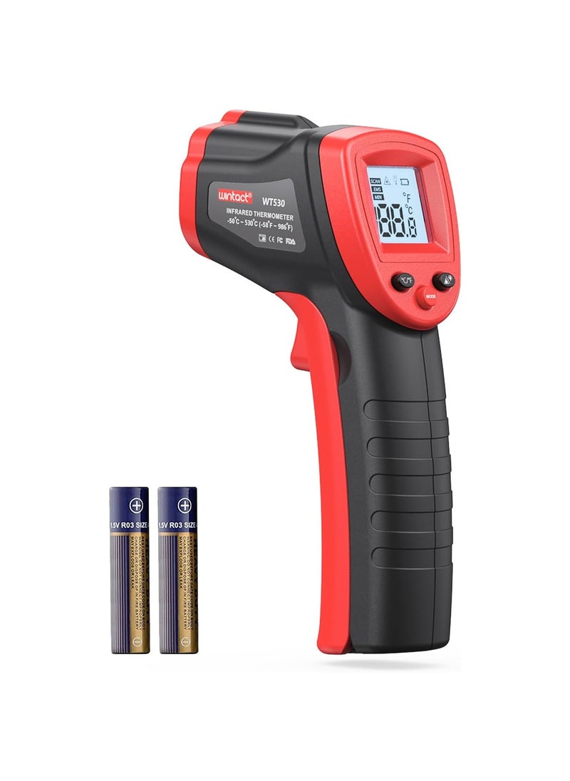 Infrared Thermometer Gun, Digital Laser Surface Thermometer, Heat Temperature Gun for Kitchen Cooking Food Meat, Pizza Oven, Griddle Accessories, HVAC, Grill, Pool, Engine, -50℃ to 530℃