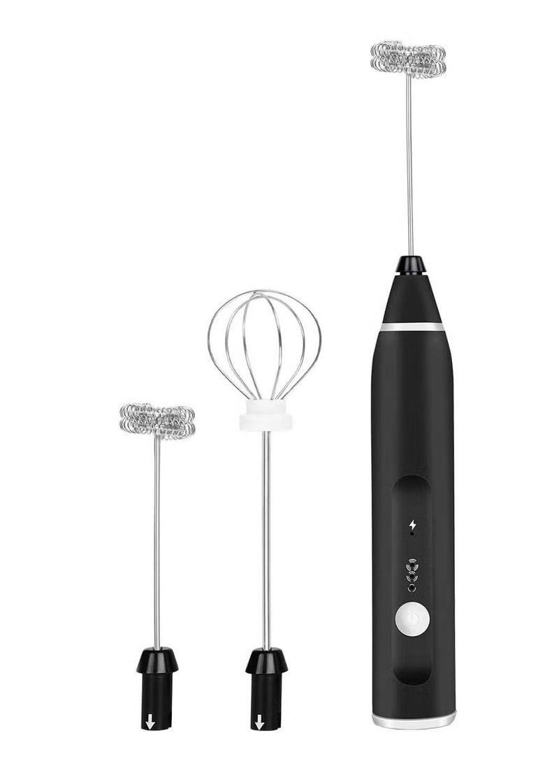 Handheld Electric Milk Frother & Foam Maker: 3-Speed Whisk Drink Mixer with 2 Stainless Whisks for Lattes, Cappuccinos, Frappe, Matcha, and Hot Chocolate