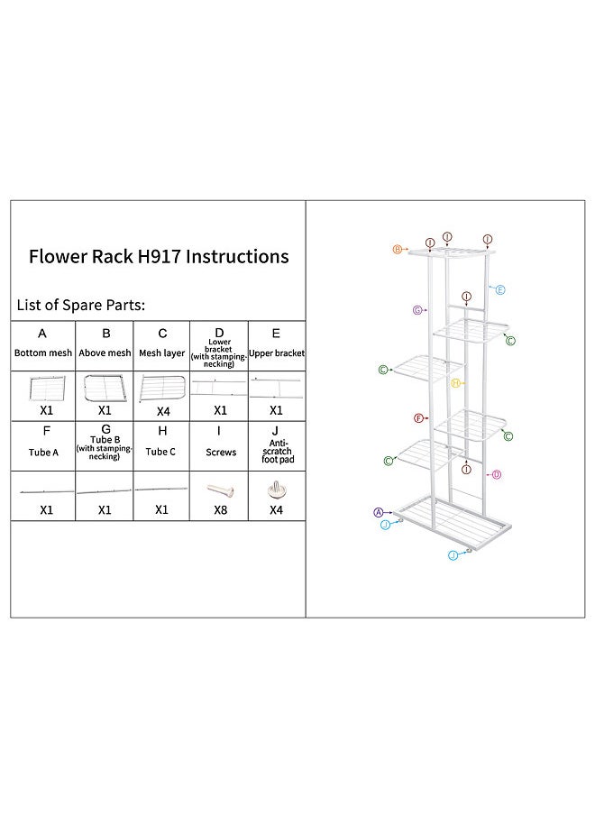 6-Tier Display Shelf, Flower Pots Rack, Plant Stand, Potting Ladder, Heavy Duty Storage Shelving Rack for Potted Plants