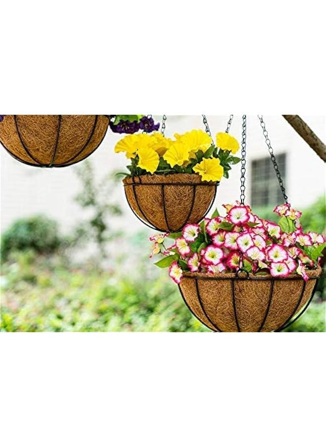 14 Inch Iron Hanging Planter Basket with Coconut Liner Wire Plant Holder Flower Baskets Watering Pot Hanger Garden Balcony Patio Decoration for Indoor Outdoor, 2 Pack