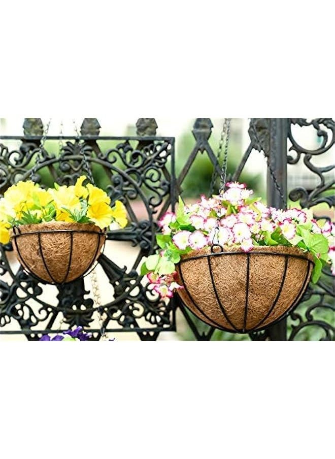 14 Inch Iron Hanging Planter Basket with Coconut Liner Wire Plant Holder Flower Baskets Watering Pot Hanger Garden Balcony Patio Decoration for Indoor Outdoor, 2 Pack