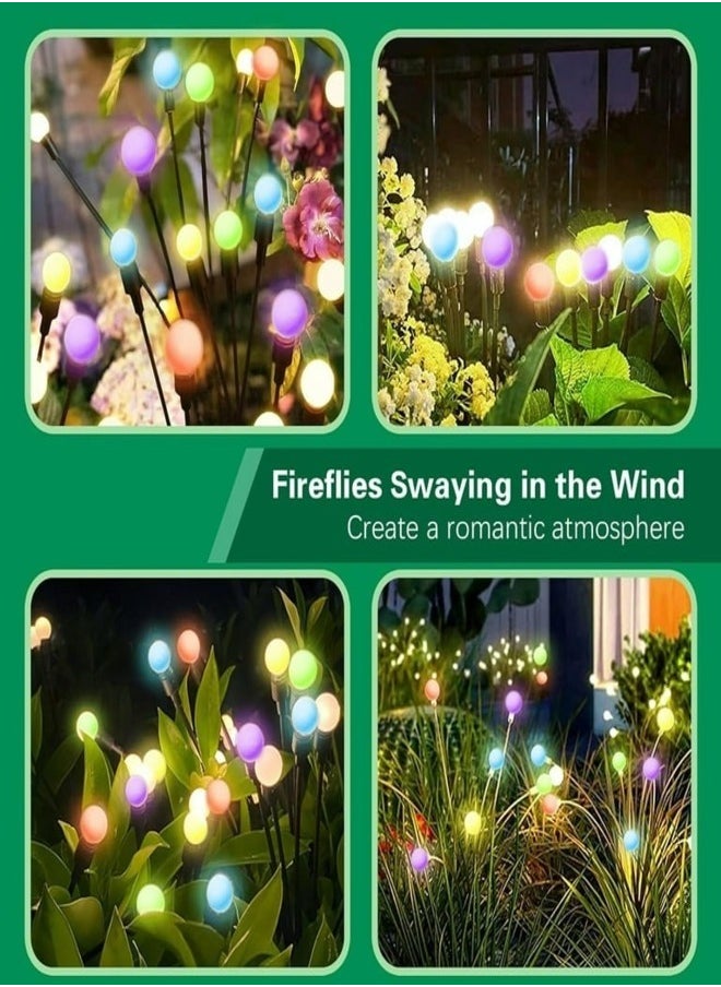 Solar Garden Lights 8 LED Firefly Lights Solar Outdoor Waterproof Solar Powered Outdoor Lights Decorative for Garden Swaying Solar Garden Lights Decorative for Pathway Patio Yard（2pack)