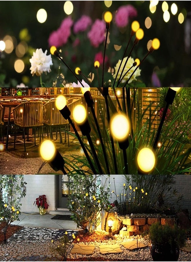 Solar Garden Lights 8 LED Firefly Lights Solar Outdoor Waterproof Solar Powered Outdoor Lights Decorative for Garden Swaying Solar Garden Lights Decorative for Pathway Patio Yard（2pack)