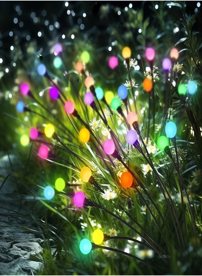 Solar Garden Lights 8 LED Firefly Lights Solar Outdoor Waterproof Solar Powered Outdoor Lights Decorative for Garden Swaying Solar Garden Lights Decorative for Pathway Patio Yard（2pack)