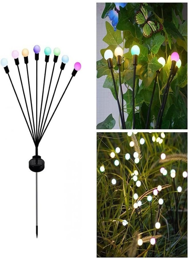 Solar Garden Lights 8 LED Firefly Lights Solar Outdoor Waterproof Solar Powered Outdoor Lights Decorative for Garden Swaying Solar Garden Lights Decorative for Pathway Patio Yard（2pack)