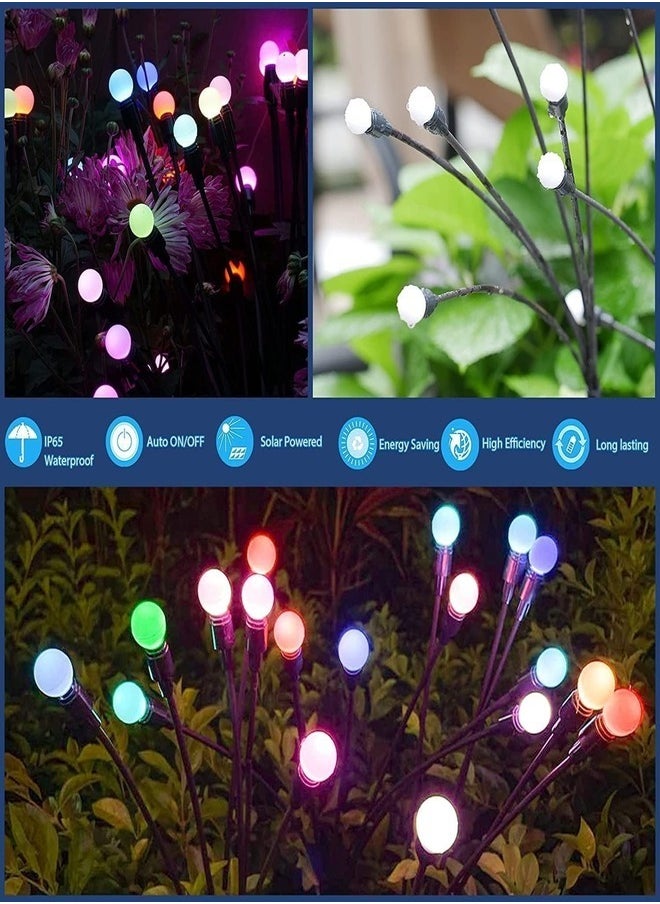 Solar Garden Lights 8 LED Firefly Lights Solar Outdoor Waterproof Solar Powered Outdoor Lights Decorative for Garden Swaying Solar Garden Lights Decorative for Pathway Patio Yard（2pack)