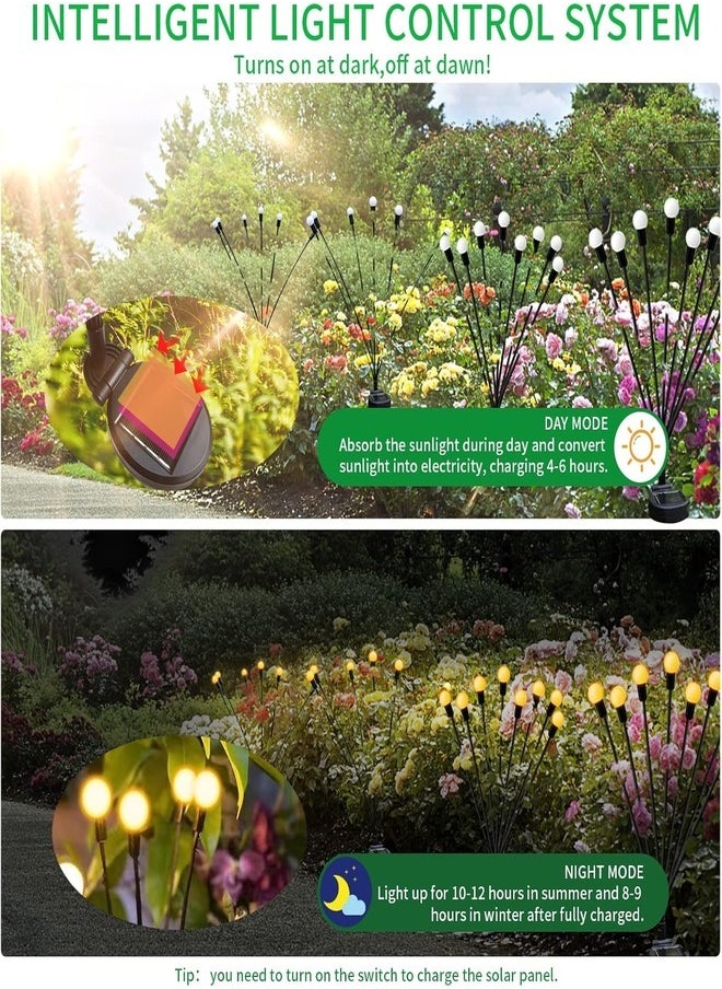 Solar Garden Lights 8 LED Firefly Lights Solar Outdoor Waterproof Solar Powered Outdoor Lights Decorative for Garden Swaying Solar Garden Lights Decorative for Pathway Patio Yard（2pack)