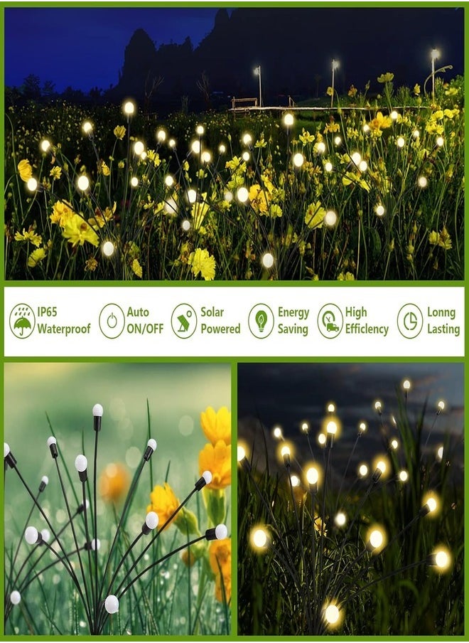 Solar Garden Lights 8 LED Firefly Lights Solar Outdoor Waterproof Solar Powered Outdoor Lights Decorative for Garden Swaying Solar Garden Lights Decorative for Pathway Patio Yard（2pack)