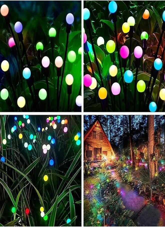 Solar Garden Lights 8 LED Firefly Lights Solar Outdoor Waterproof Solar Powered Outdoor Lights Decorative for Garden Swaying Solar Garden Lights Decorative for Pathway Patio Yard（2pack)