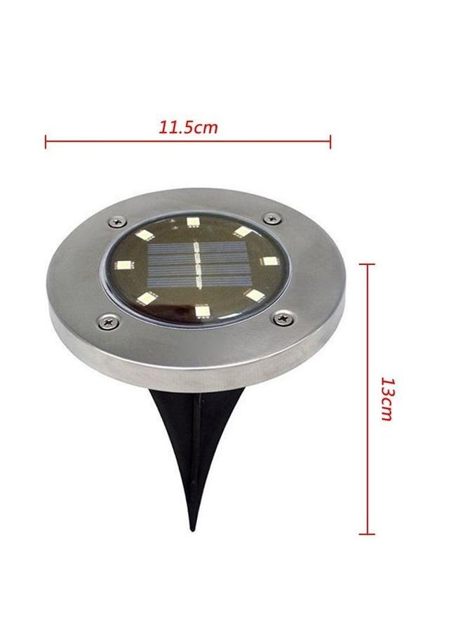 4-Piece 8 LED Solar Power Garden Light Silver/Black