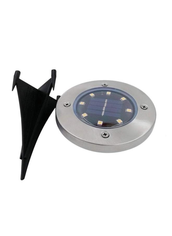 4-Piece 8 LED Solar Power Garden Light Silver/Black