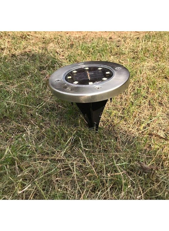 4-Piece 8 LED Solar Power Garden Light Silver/Black