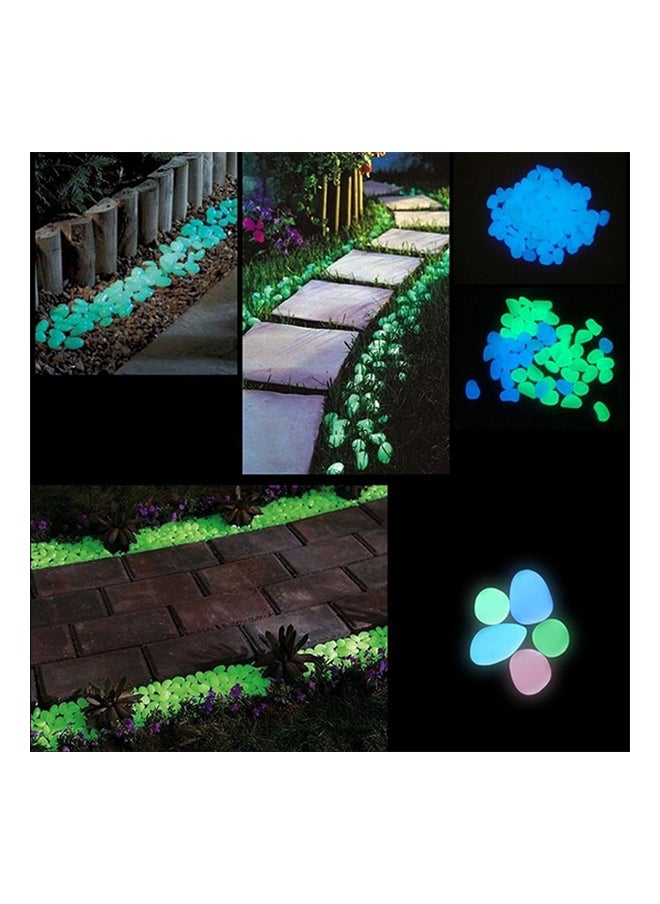 100-Piece Glow-In-The-Dark Fish Tank Pebble Set Blue 2.5cm