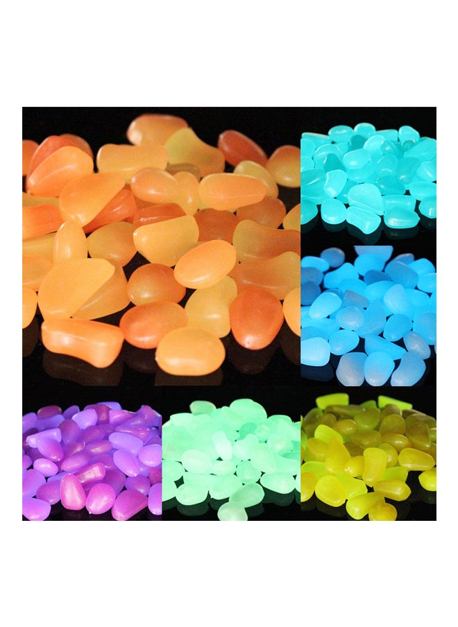 100-Piece Glow-In-The-Dark Fish Tank Pebble Set Blue 2.5cm