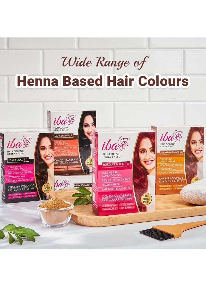 Iba Hair Colour for Women - Dark Coal, 70g (Pack of 3) | 100% Pure Henna Based Powder Sachet | Natural Hair Colour & Long Lasting with Conditioning Formula | Reduced Hair Fall & Hair Damage | Shine & Nourish Hair | Free from Ammonia and Other Harmful Chemicals | Herbal Hair Powder for Hair Colour | Black Henna