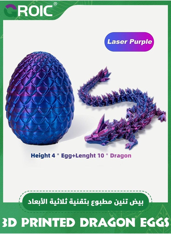 3D Printed Dragon in Egg,Dragon Eggs with Dragon Inside for Boys Kids Home Decor,Executive Articulated Crystal Dragon Fidget Desk Toys,Crystal Dragon Fidget Toys