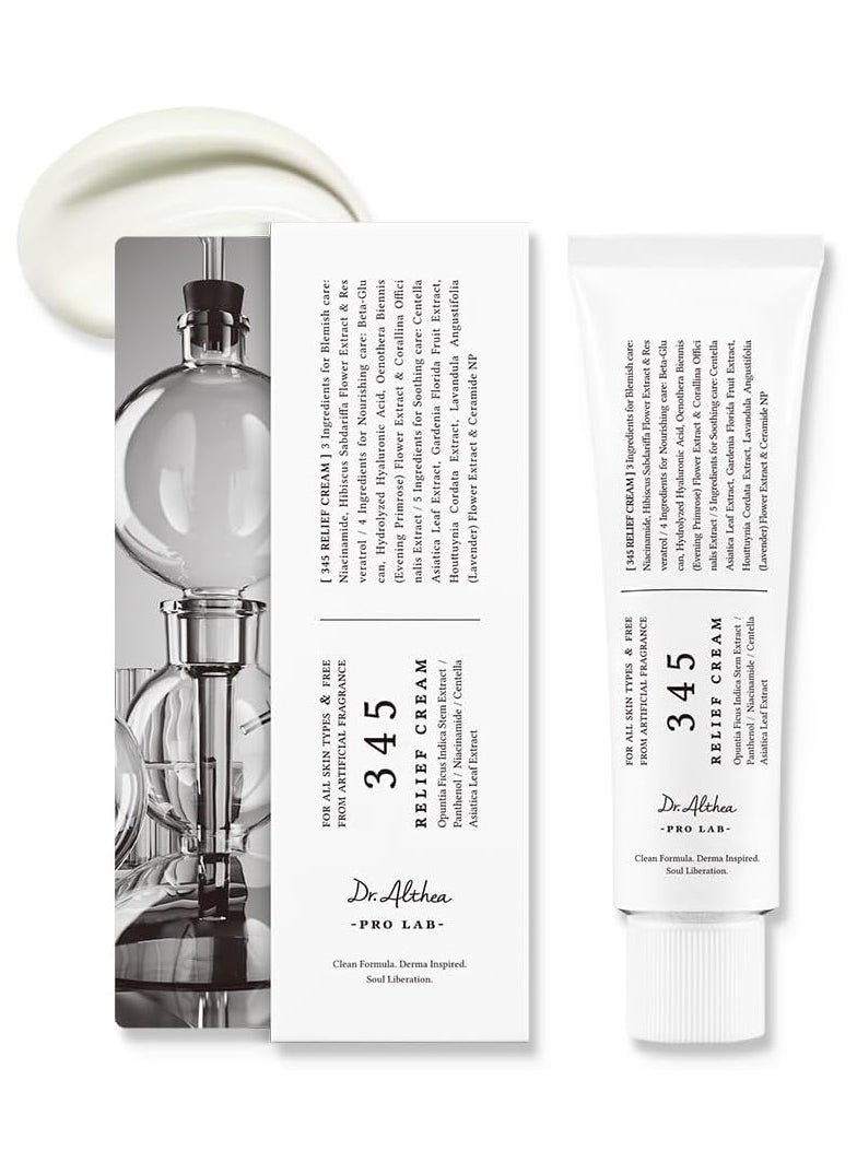 345 Relief Cream - Face Moisturizer for Acne-Prone and Oily Skin, 50ml