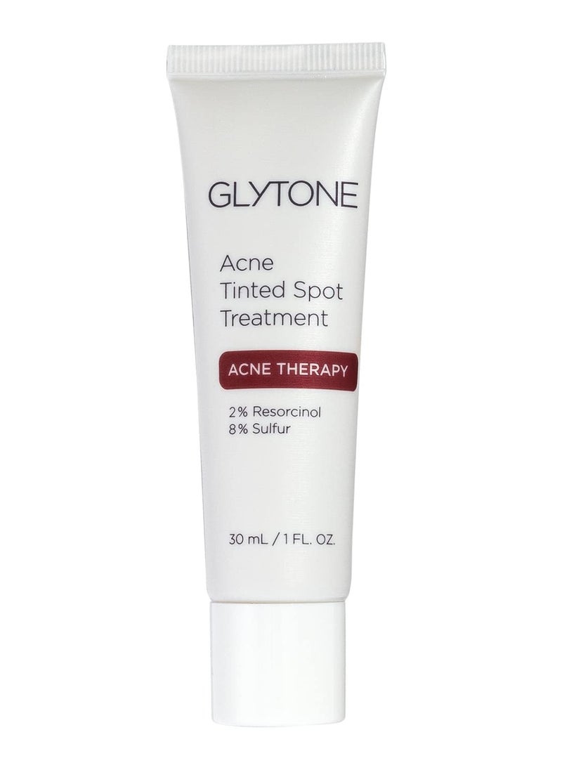 Glytone Acne Spot Treatment Face Cream with 8% Sulfur & 2% Resorcinol, Tinted Acne Treatment for Teenagers, Conceals Blemishes, 1 oz