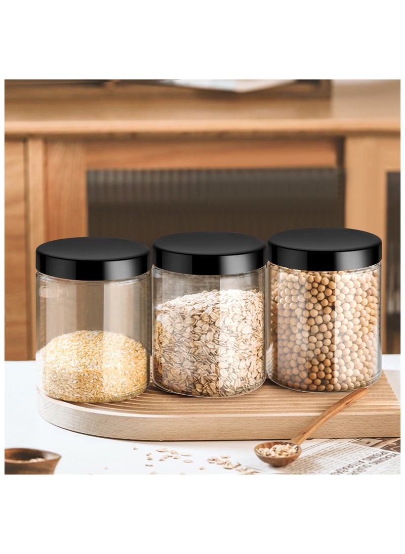 12Pack 8oz Glass Jars with Plastic & Metal Lids – Clear Round Empty Jars for Candles, Food Storage, Honey, Candy, DIY Crafts, Airtight Mason Jars for Canning & Kitchen Use