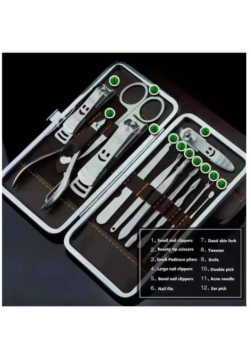 12PCS set Pedicure Manicure Set - Nail Clippers, Cuticle Trimmer, Cleaner & Grooming Kit, Professional Case for Home or Travel