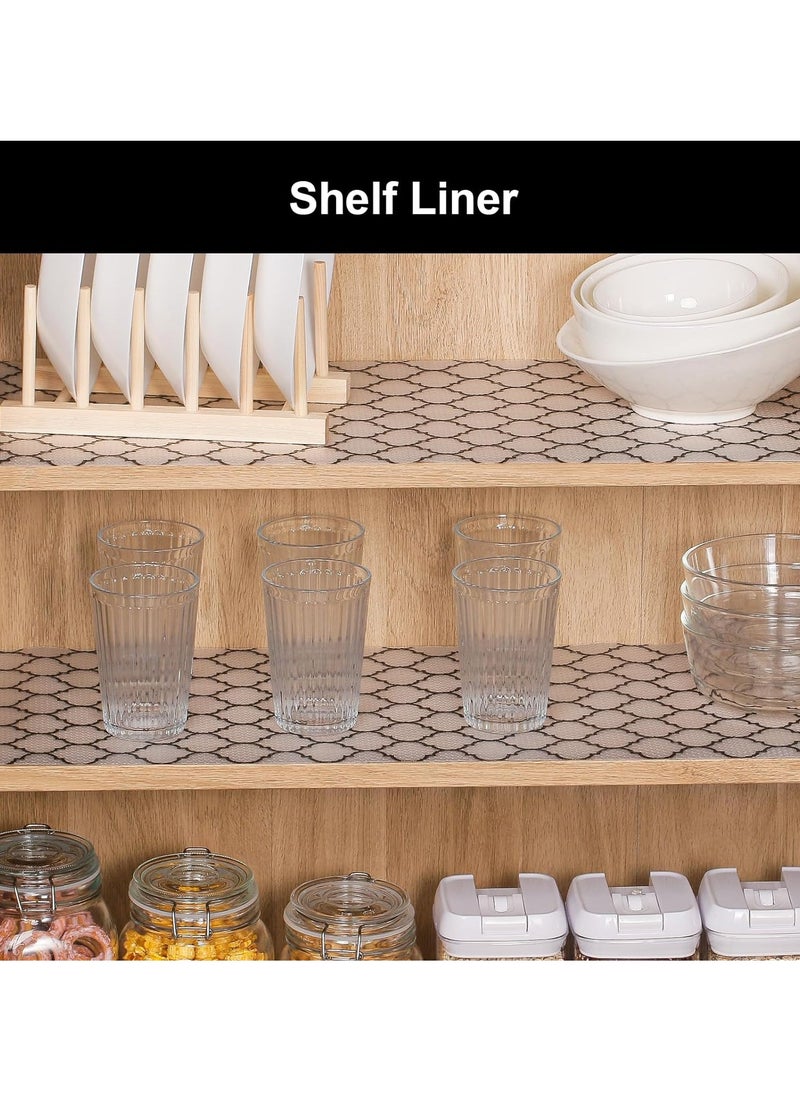 Shelf Liner, 45*500cm Premium Cabinet Liner for Kitchen, Non Slip Shelf Liners for Kitchen Cabinets, Waterproof Shelf Paper with Modern Pattern, Durable EVA Cabinet Liners