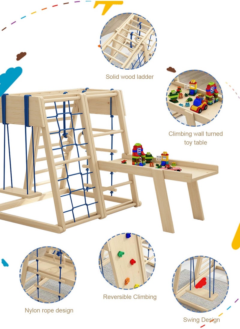 Jungle Gym, Toddler Climbing Toys, Indoor Playground Climbing Toys for Toddlers, Montessori Style Playground Sets for Backyards , Climbing Wall, Rope Wall Climber,  Swing，Toy desk