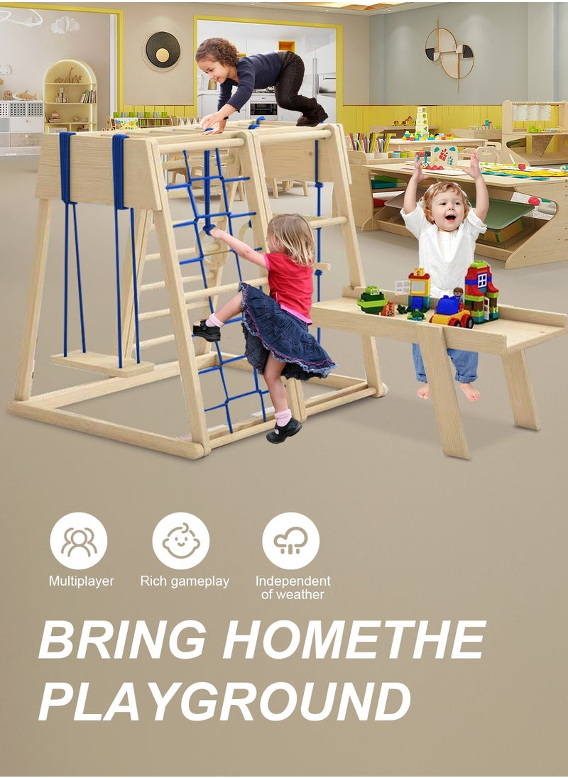 Jungle Gym, Toddler Climbing Toys, Indoor Playground Climbing Toys for Toddlers, Montessori Style Playground Sets for Backyards , Climbing Wall, Rope Wall Climber,  Swing，Toy desk