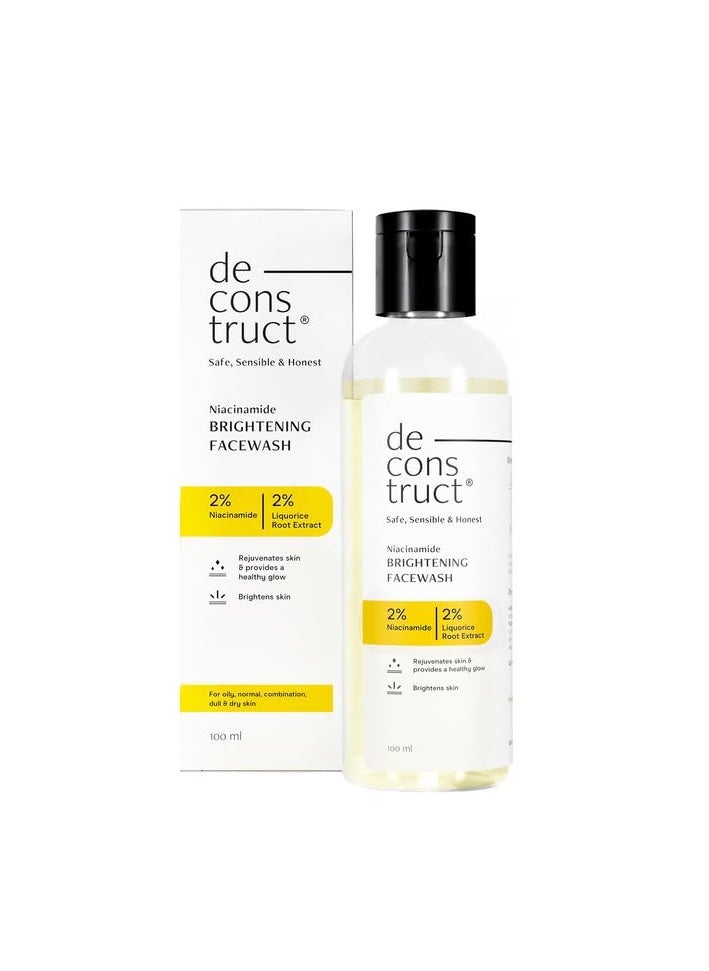 Deconstruct Niacinamide Brightening Facewash | 2% Niacinamide + 2% Liquorice Root Extract | Cleanses, Brightens | Face Wash for Tan Removal, Clear and Bright Skin & Glowing Skin | 100 ml