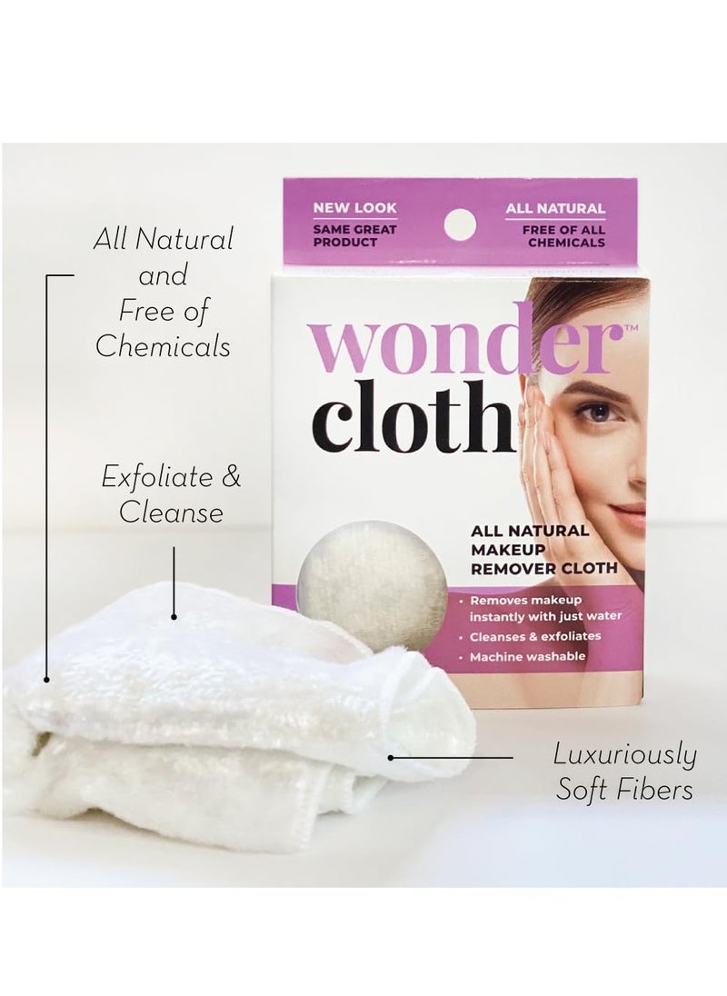 Wonder Cloth (Pack of 3) - All Natural Make-Up Remover Cloth, Removes Makeup Instantly with Just Water, Cleanses and Exfoliates, Machine Washable