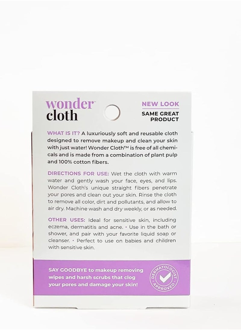 Wonder Cloth (Pack of 3) - All Natural Make-Up Remover Cloth, Removes Makeup Instantly with Just Water, Cleanses and Exfoliates, Machine Washable