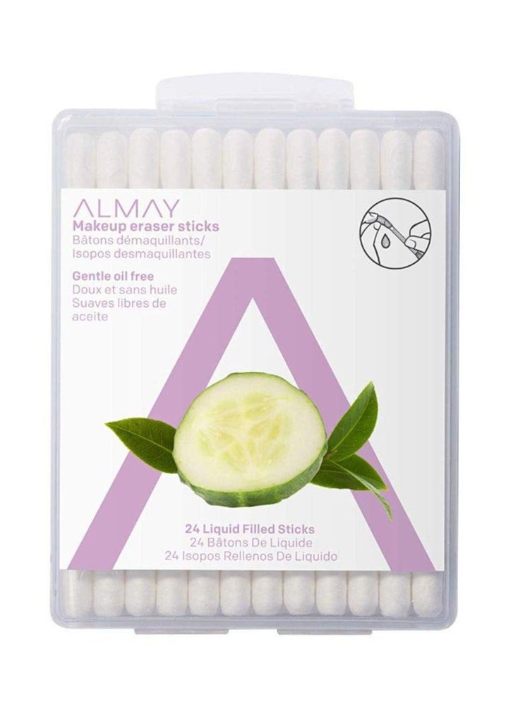 Almay Eye Makeup Remover Sticks with Aloe, Oil Free, Hypoallergenic-Fragrance Free, Dermatologist & Ophthalmologist Tested, 24 Count (Pack of 1)