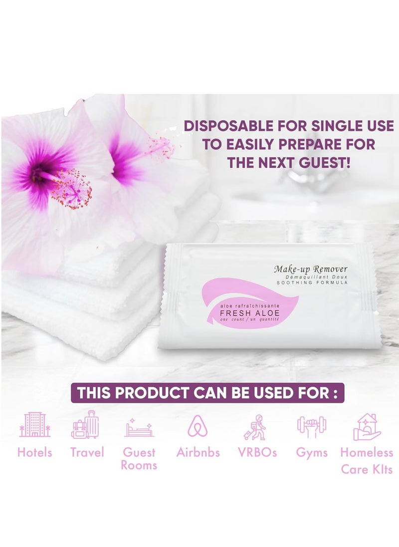 Fresh Aloe Makeup Remover Wipe for Hotel, AirBnB, VRBO, Vacation Rental (Case of 50)