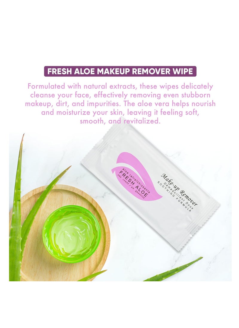 Fresh Aloe Makeup Remover Wipe for Hotel, AirBnB, VRBO, Vacation Rental (Case of 50)