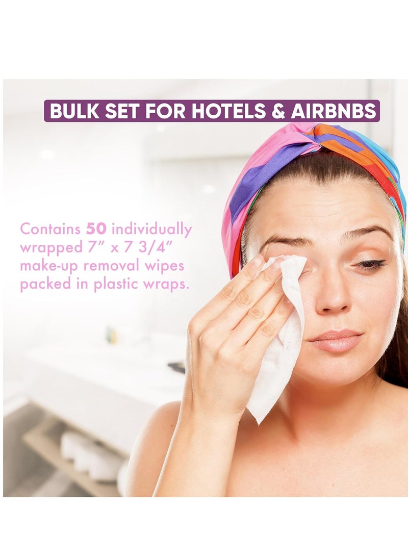 Fresh Aloe Makeup Remover Wipe for Hotel, AirBnB, VRBO, Vacation Rental (Case of 50)