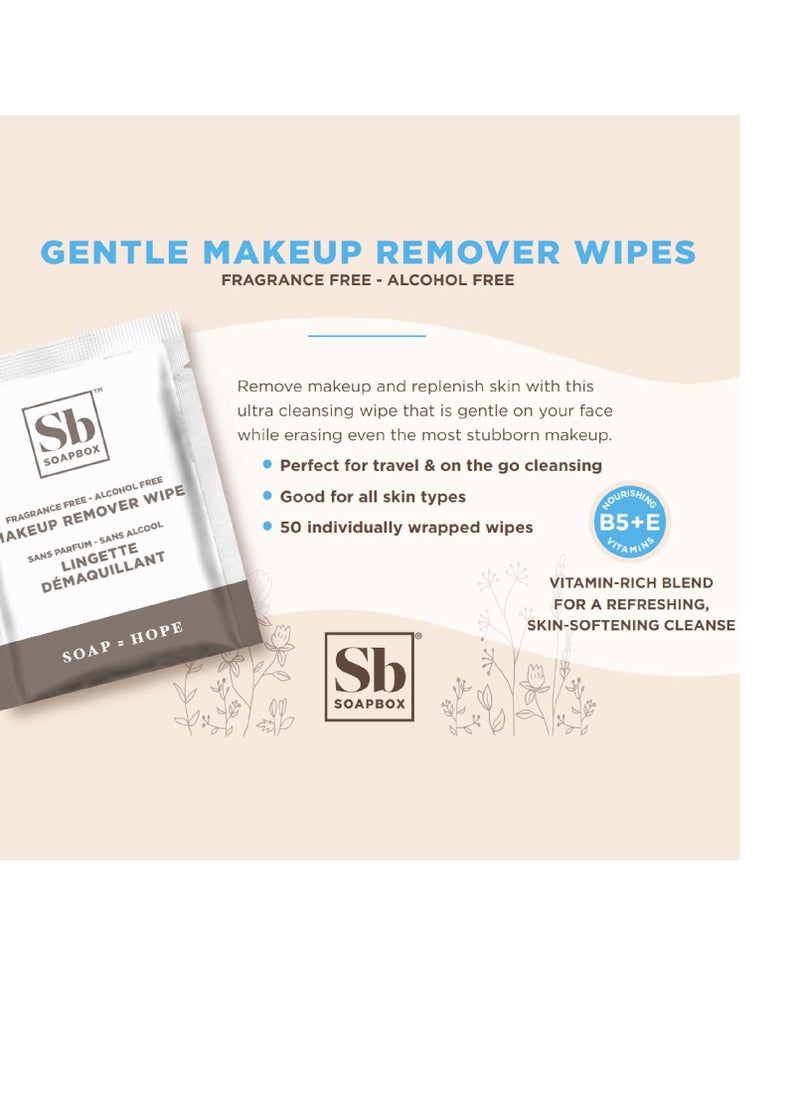 Soapbox Fragrance-Free Makeup Remover Wipes - Gentle Facial Cleansing Wipes for Eye Makeup, Dirt and Oil, Alcohol Free Makeup Remover Pads 50 Count