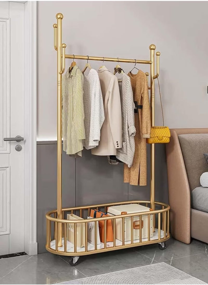 Freestanding Coat Hanger Stand Hall Tree,Coat Rack with Storage Basket with 4 Hooks