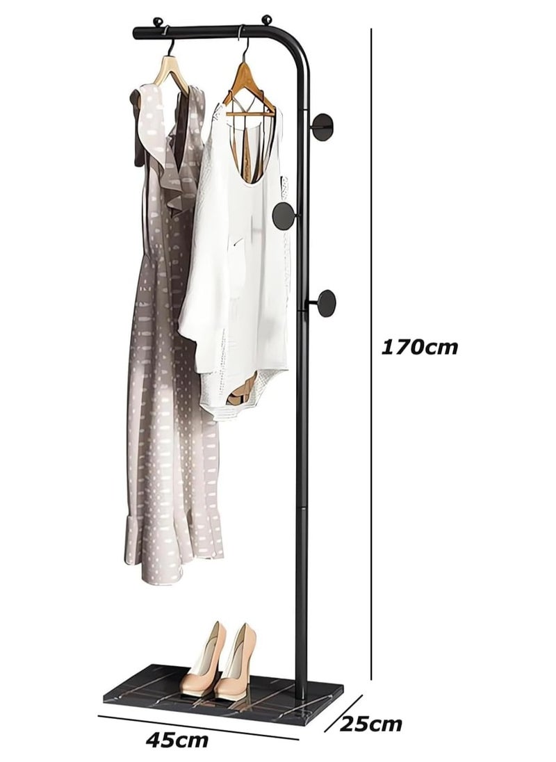 Coat Racks Metal Coat Racks Coat Rack Freestanding Tree Coat Rack L Shaped Coat with Hooks & Marble Base Coat Racks for Hanging Scarf Bag Jacket Home Entry-way Hat Hanger (Black 170cm)