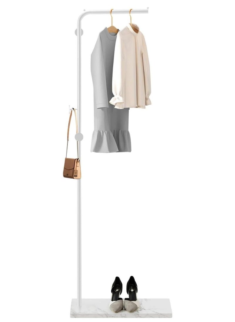 Coat Racks Metal Coat Racks Coat Rack Freestanding Tree Coat Rack L Shaped Coat with Hooks & Marble Base Coat Racks for Hanging Scarf Bag Jacket Home Entry-way Hat Hanger (White 170cm)