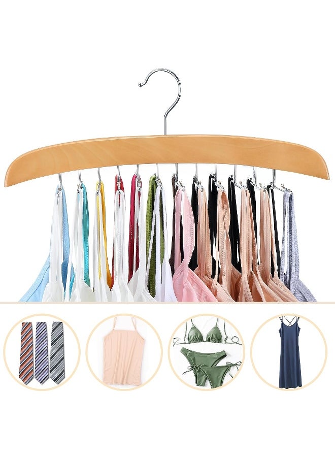 Tank Top Hanger with Premium Wood, 24 Large Capacity, Space Saving, 360° Rotating, Foldable Metal Hooks,  Camisole Organizer for Tank Tops, Camisole, Bathing Suits, Bras, Scarfs etc.