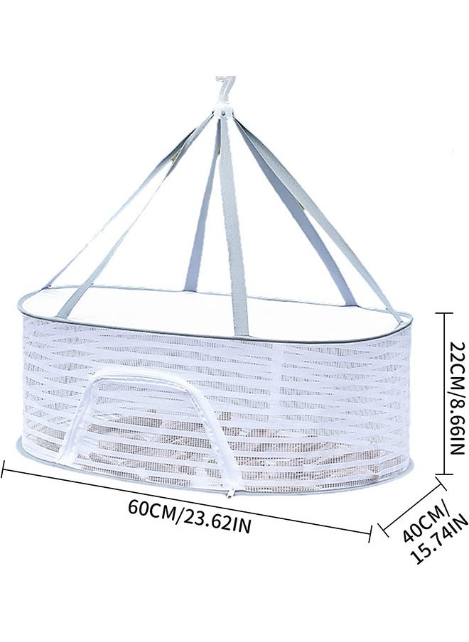 1 Layer Hanging Drying Mesh for Dry Clothes Basket,Foldable for Plants,Drying Fish, Foods Hanging Drying  Net (White, 1 Layer)