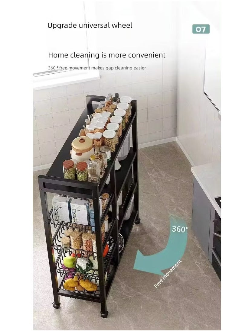 4 Layers Microwave Oven Rack Floor-Standing Multi-Layer Microwave Oven Rack Household Storage Rack Standing Baker's Racks for Kitchen Bedroom Home Office Can be Extended and Adjusted