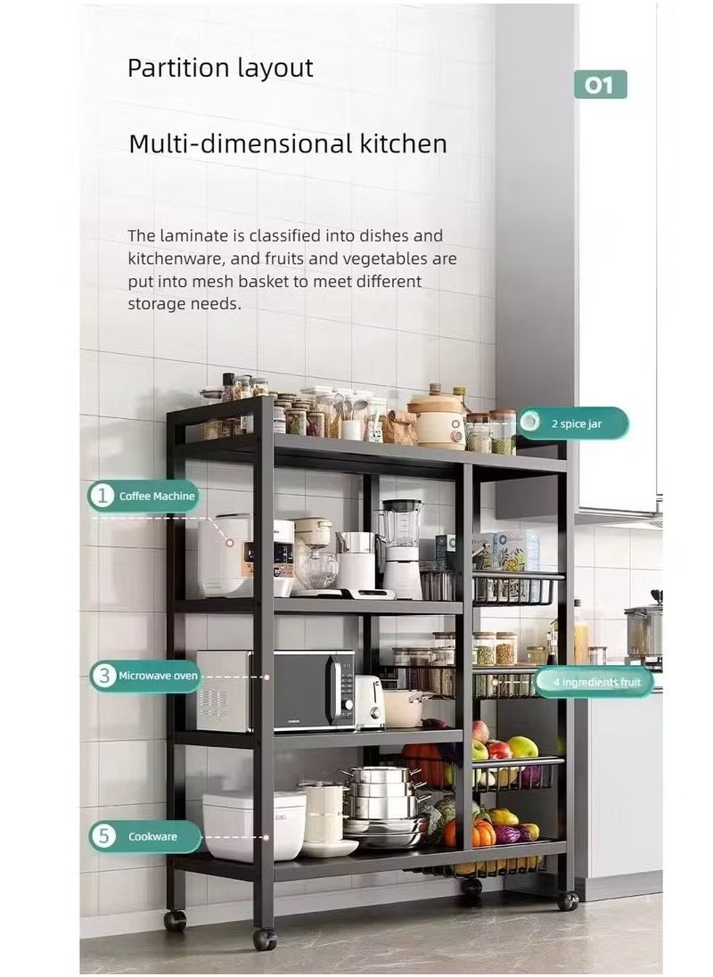 4 Layers Microwave Oven Rack Floor-Standing Multi-Layer Microwave Oven Rack Household Storage Rack Standing Baker's Racks for Kitchen Bedroom Home Office Can be Extended and Adjusted