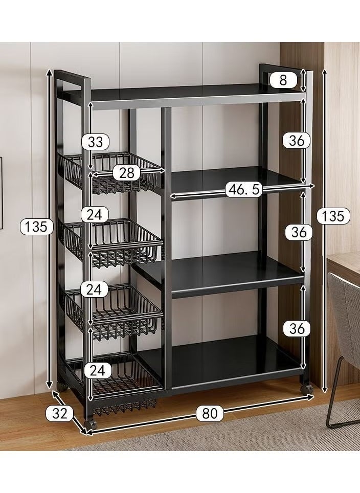 4 Layers Microwave Oven Rack Floor-Standing Multi-Layer Microwave Oven Rack Household Storage Rack Standing Baker's Racks for Kitchen Bedroom Home Office Can be Extended and Adjusted