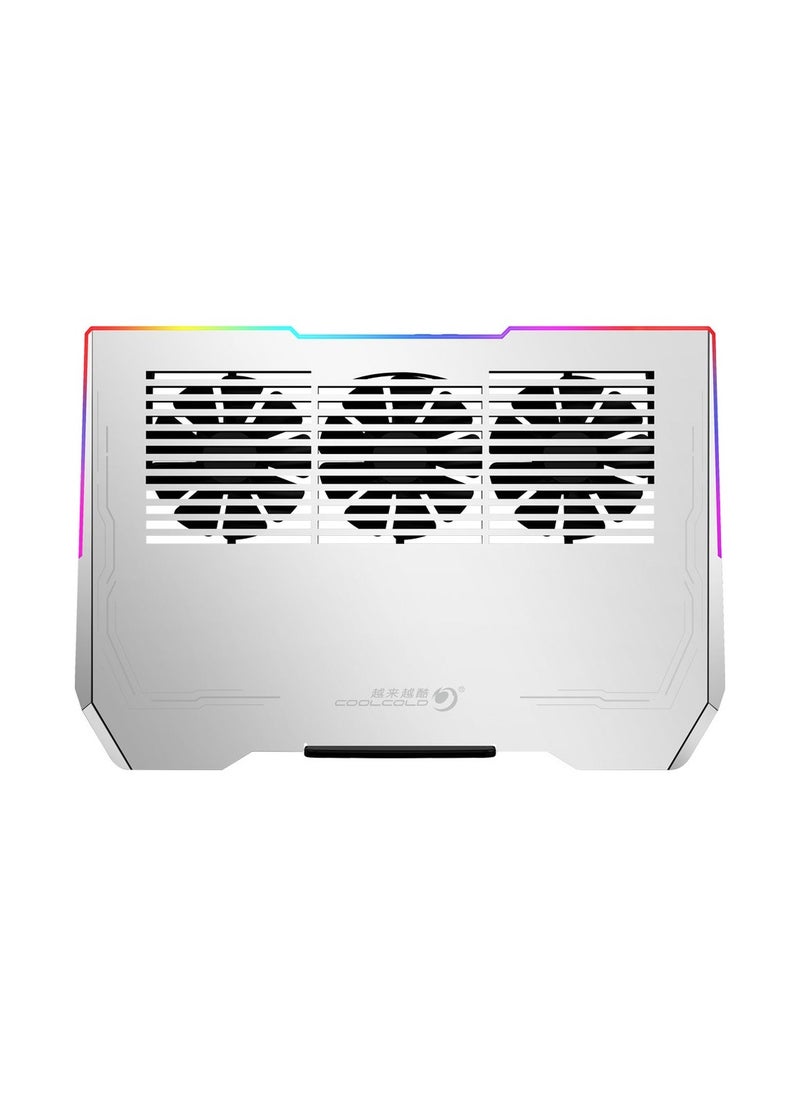 Gaming Al RGB Laptop Cooling Fan - Silver