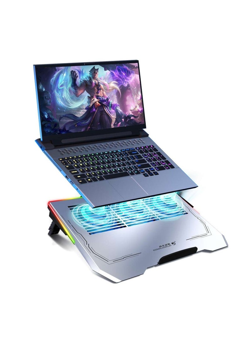 Gaming Al RGB Laptop Cooling Fan - Silver