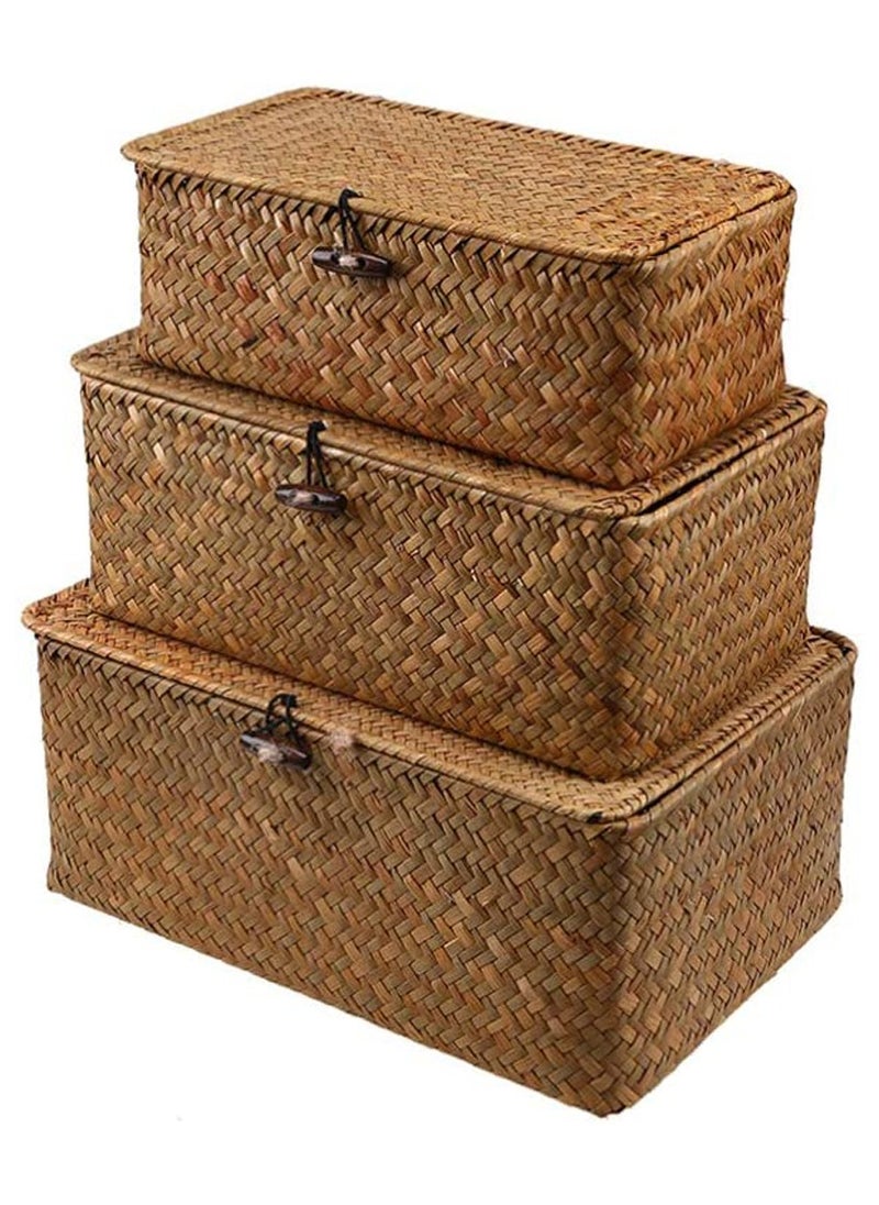 Premium Handwoven Natural Storage Baskets Set of 3