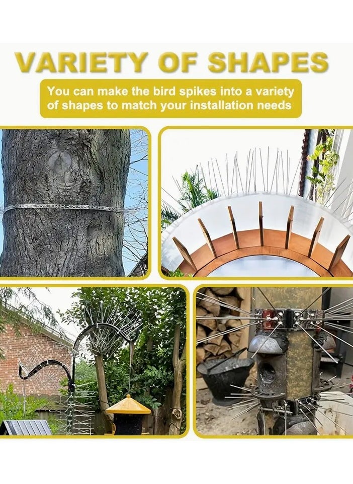 5pcs Bird Spikes for Pigeon and Bird Control, Each Spike Strip 1.5ft Long (Total 7.5ft), Durable Stainless Steel, Outdoor Anti-Bird Deterrent for Roofs, Balconies, Windows, and Fences