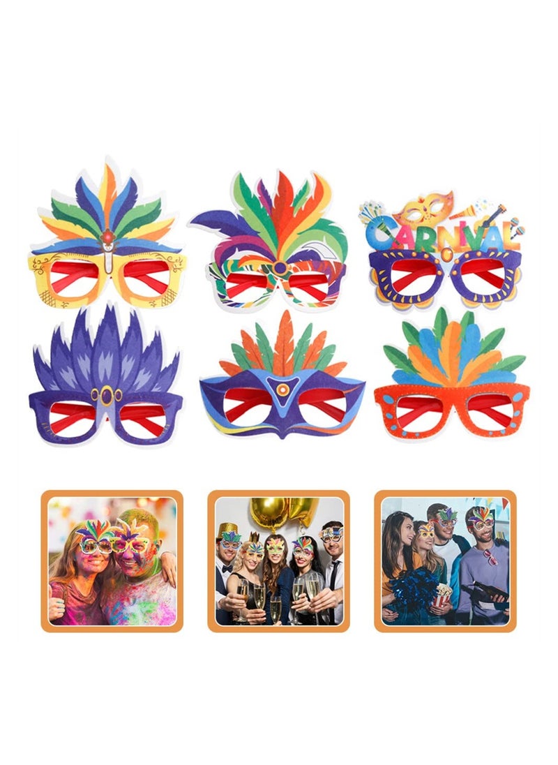 6pcs Fun Colorful Sunglasses for Carnival Parties Hawaiian Style Novelty Glasses Perfect for Dress Up Masquerades