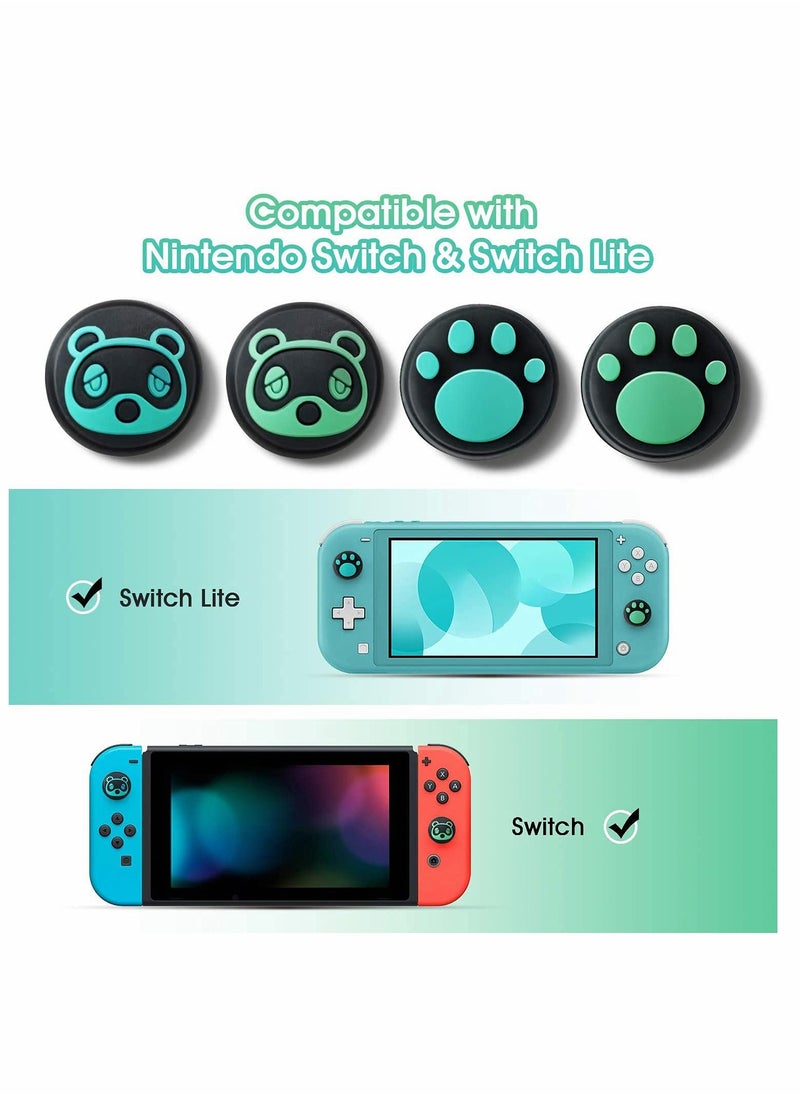 Thumb Grip Caps, Soft Silicone Analog Stick Covers, Cool Rac u0026 Cat Paw Joystick Analog Cap for Nintendo Switch u0026 Lite, Soft Silicone on Cover for Joy-Con Controller - 4 Pcs